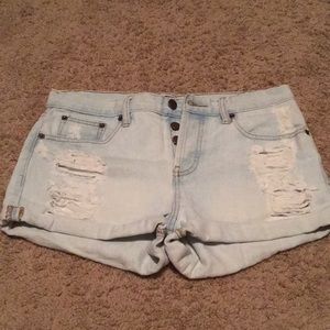 Forever 21 light wash ripped jean shorts